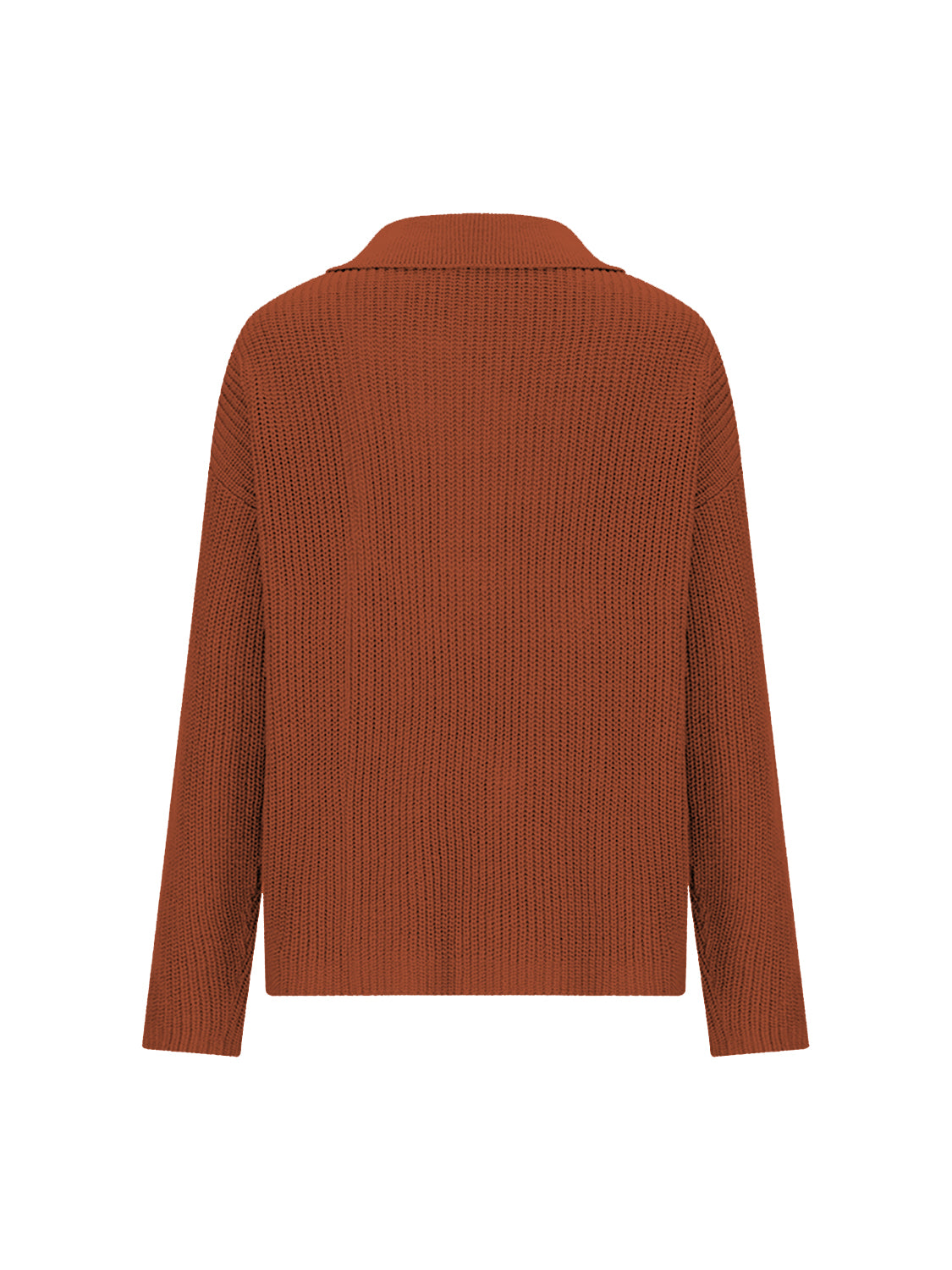 Collared Neck Half Button Knit Top