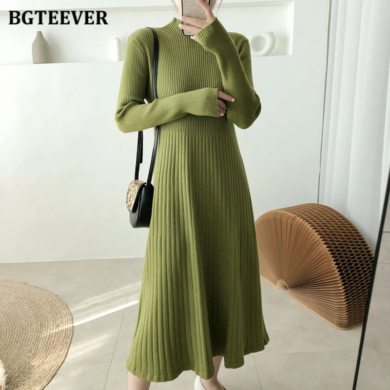 Elegant Turtleneck  Sweater Dress