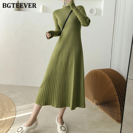 Elegant Turtleneck  Sweater Dress