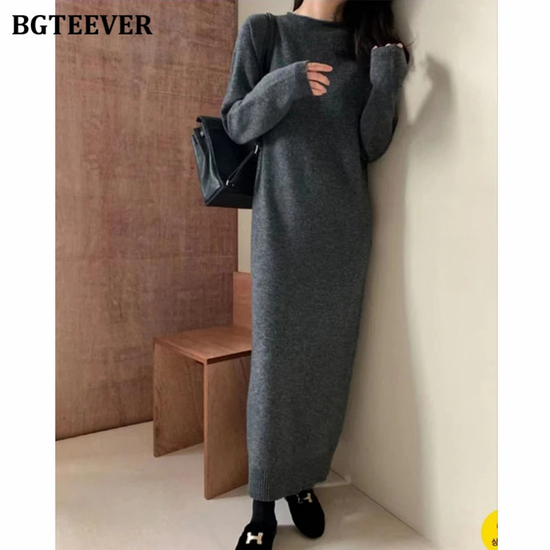 Casual Long Sleeve Knitted Dress