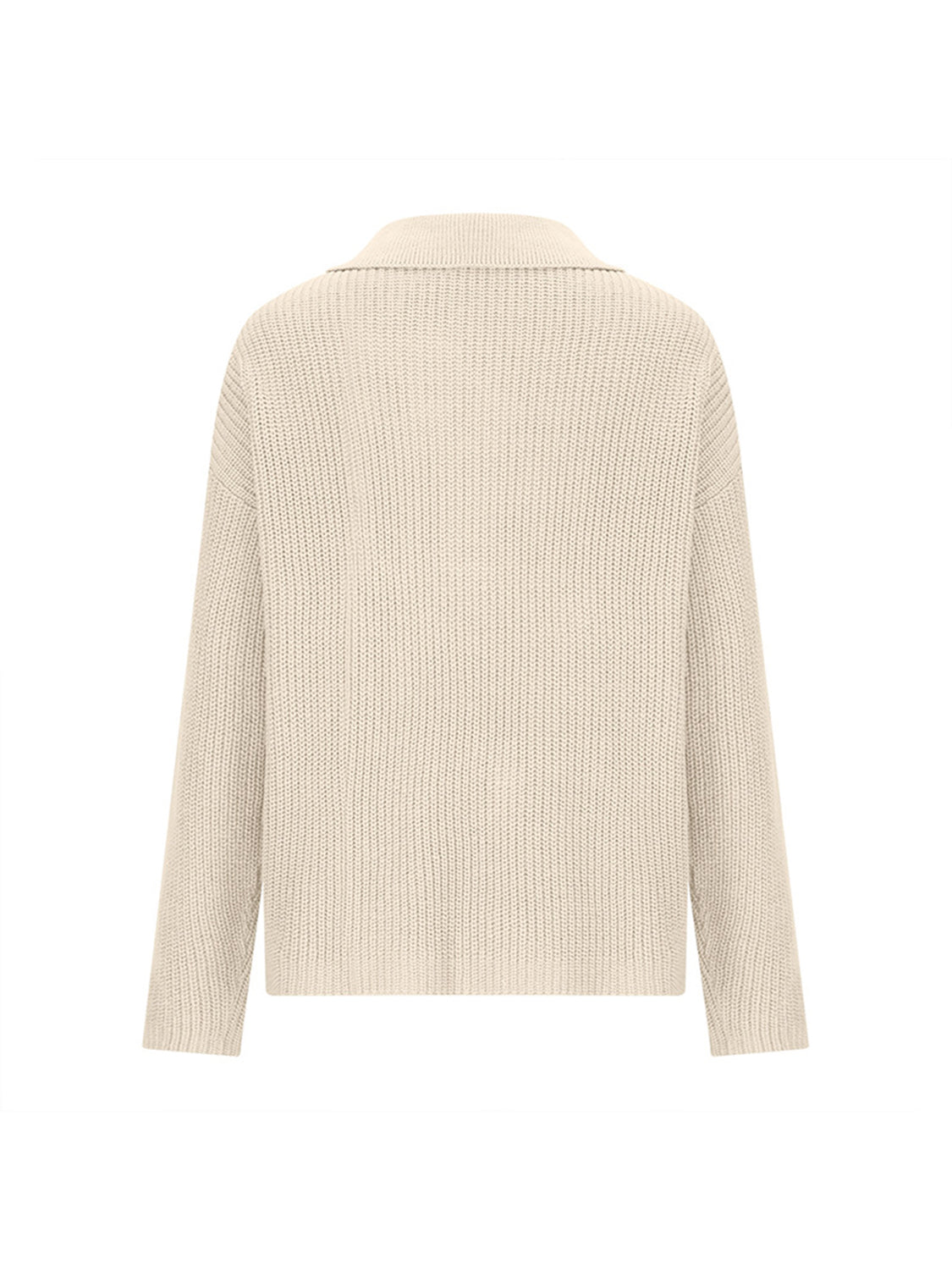 Collared Neck Half Button Knit Top